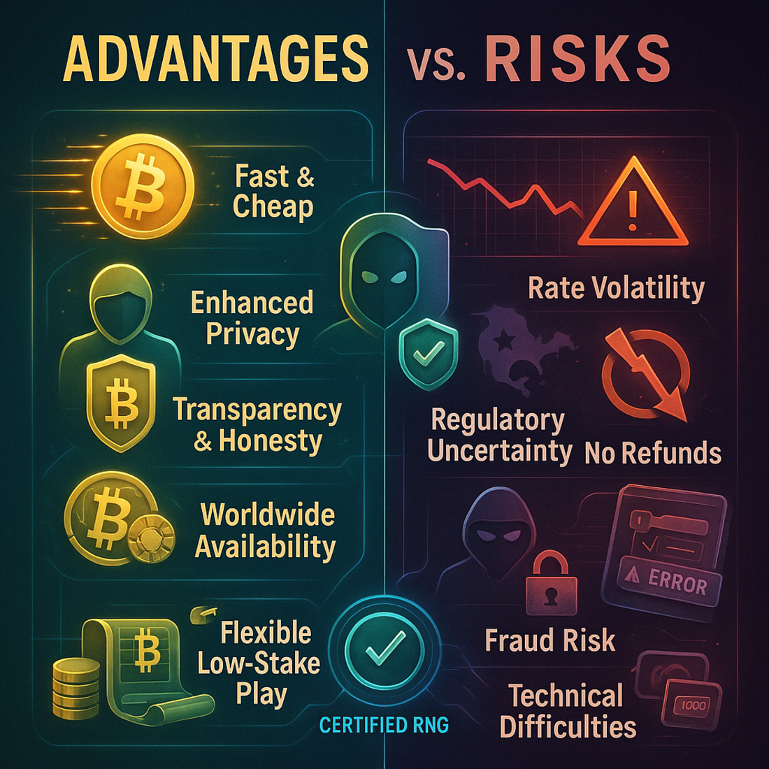 Benefits and risks of BTC casinos